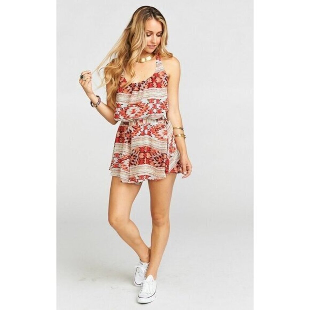 Show Me Your Mumu Squirrel Strappy Top Geometric Print Tank Top SZ XS New